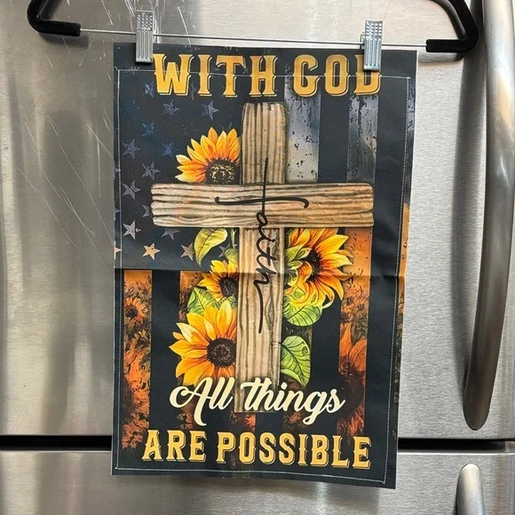 52-2. Sunflower Cross garden, flag or wall, decor, Black and Yellow - Picture 1 of 5